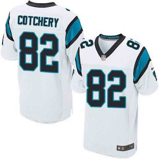 Nike Panthers #82 Jerricho Cotchery White Mens Stitched NFL Elite Jersey
